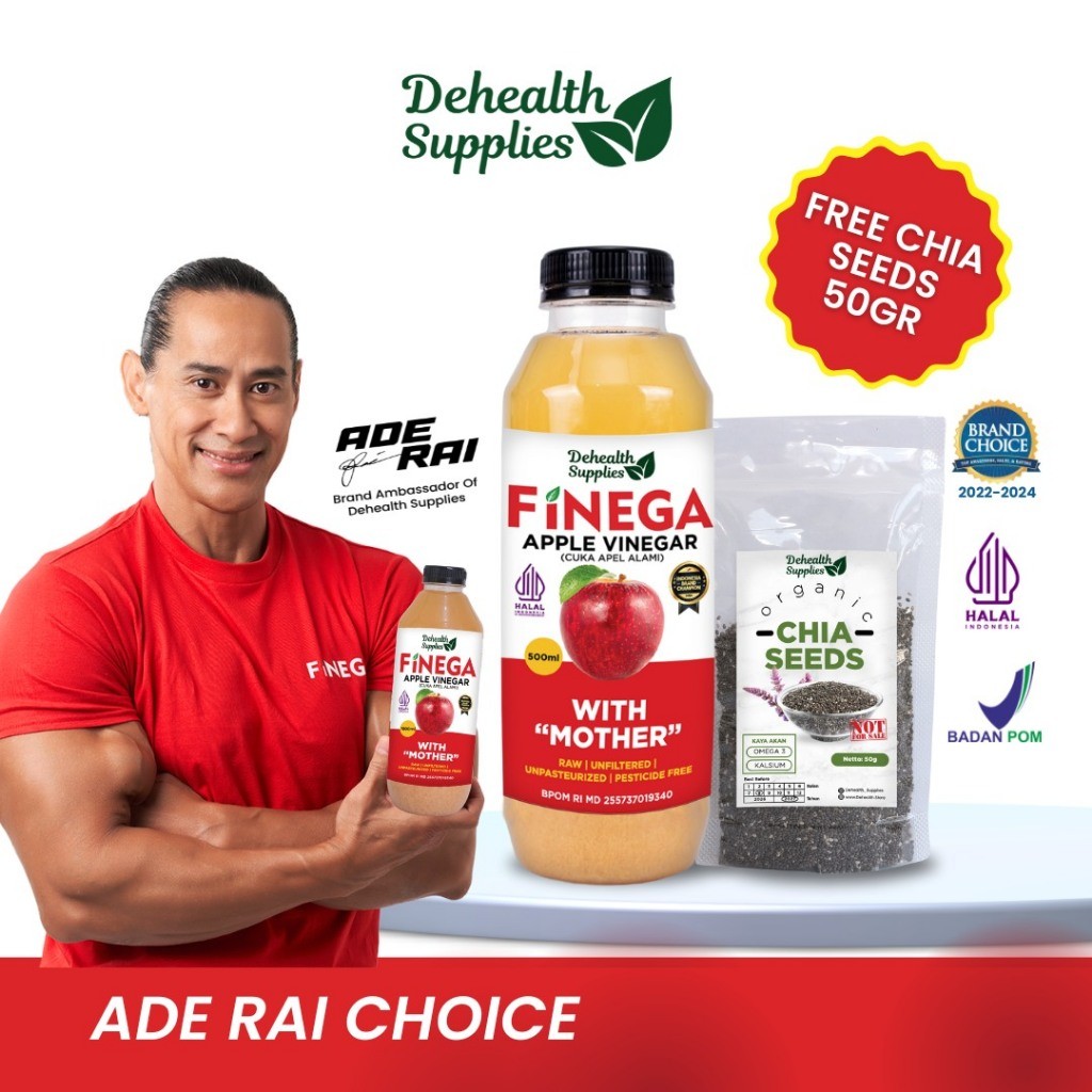 

PROMO Finega Cuka Apel 500ml Kemasan Plastik Gratis Chia Seed 50gr