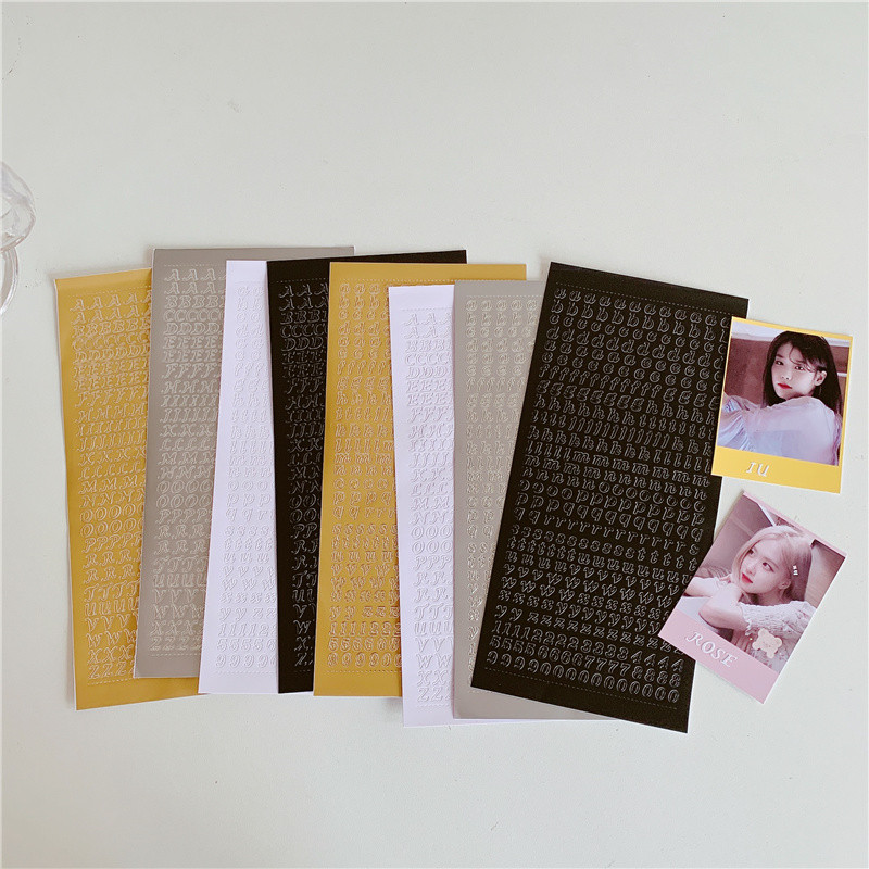 

MINKYS 2PCS Hot Gilding Silvering English Letter Sticker For Kpop Photocards Decorative Stickers School Stationery