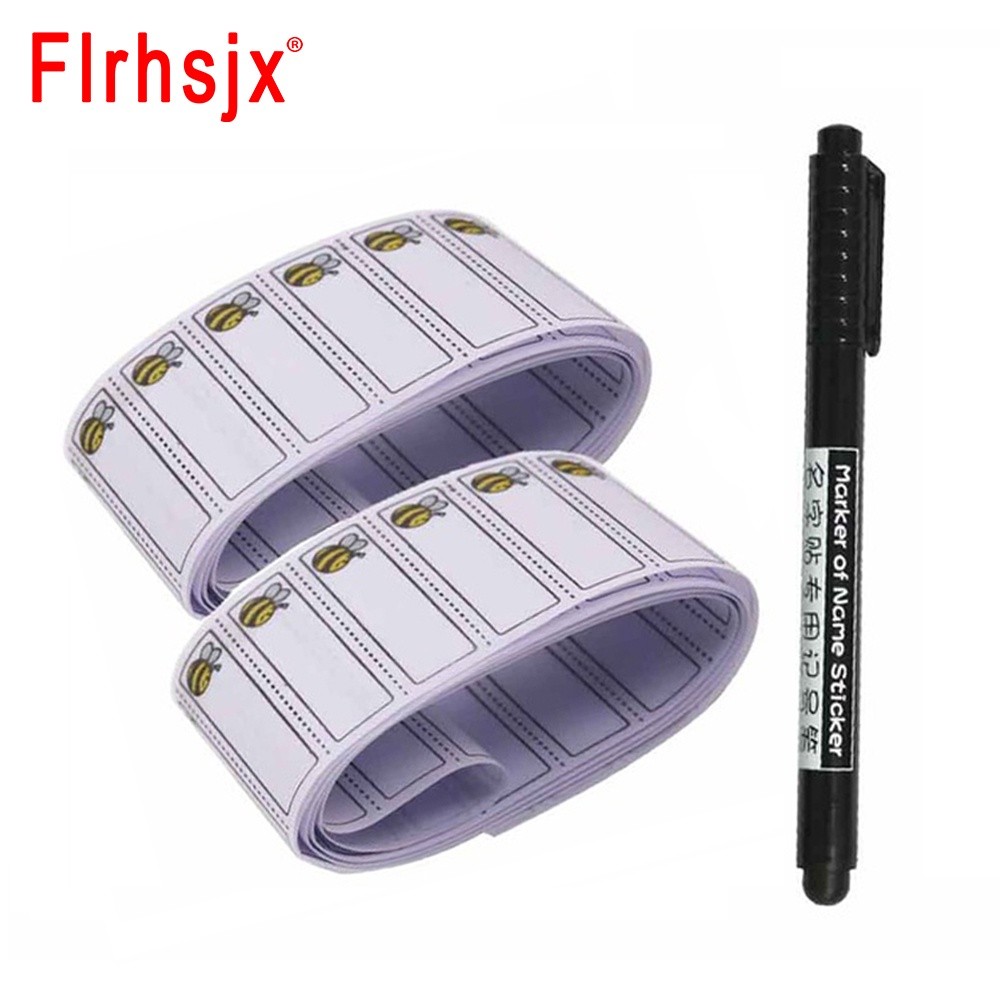 

100/200Pcs Washable Iron On Name Labels+1pc Free Pen Bee Pattern Labels For Clothes Garment Tags Clothing Label For Child DIY