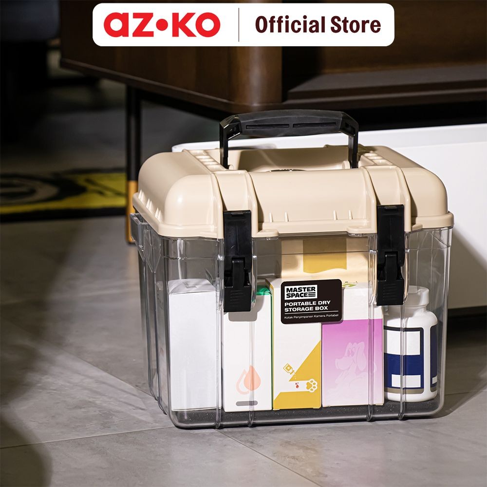 AZKO Masterspace 8.5 ltr Dry Box - Putih/Cokelat Kotak Penyimpanan Barang Elektrik Camera Storage Pe