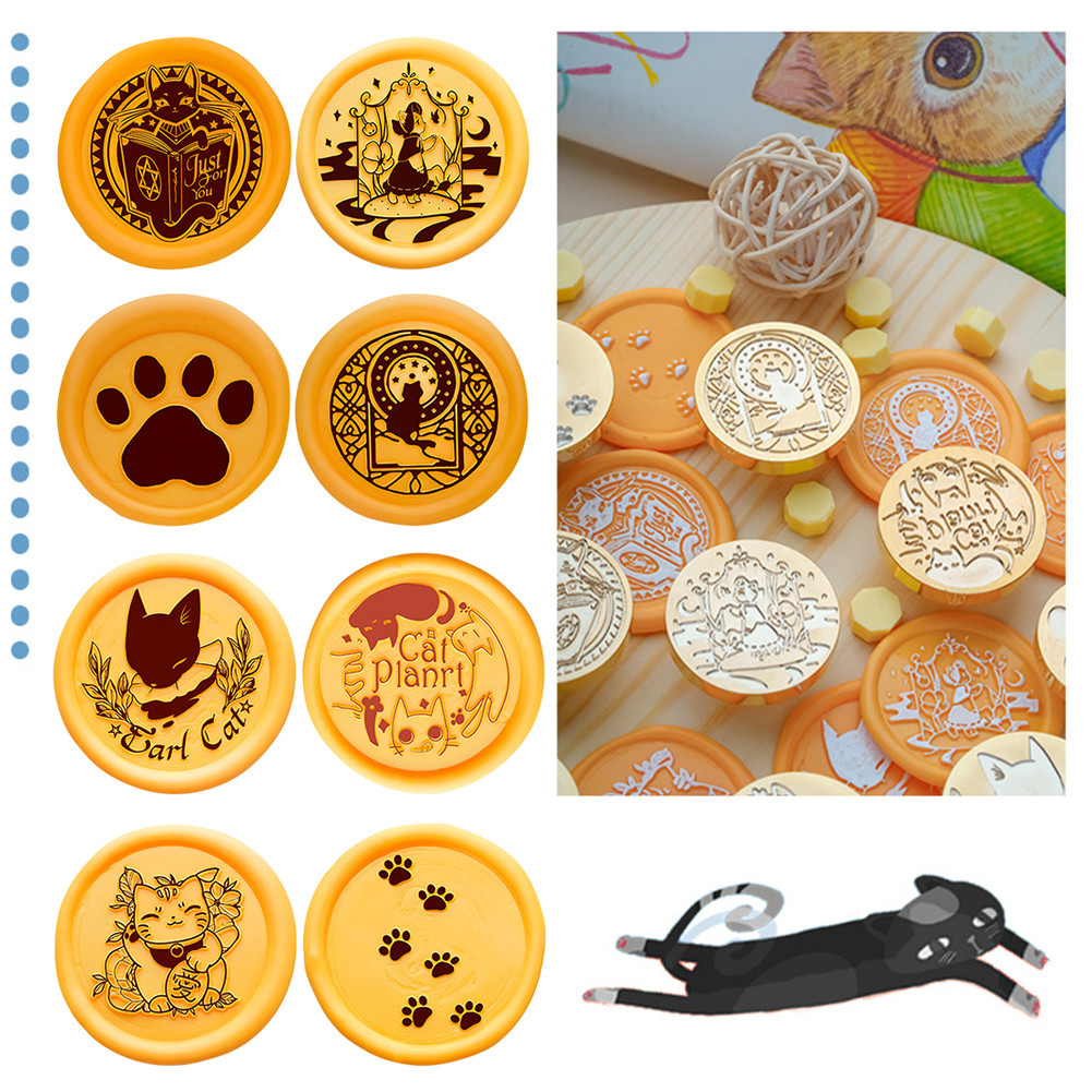 

Kitten Cat Wax Seal Stamp Cartoon Sealing Stamp Head For Cards Envelopes Wedding Invitations Gift Packaging Scrapbooking