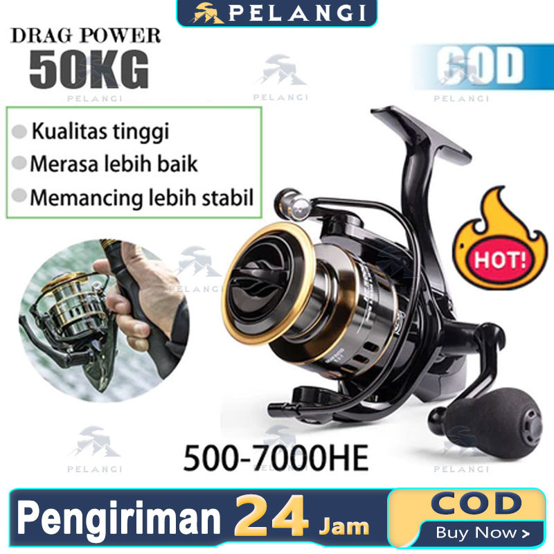 reel pancing alat pancing asli besi fishing reel 10kg drag 5.2:1 Kincir Logam Berkekuatan Tinggi, Gu