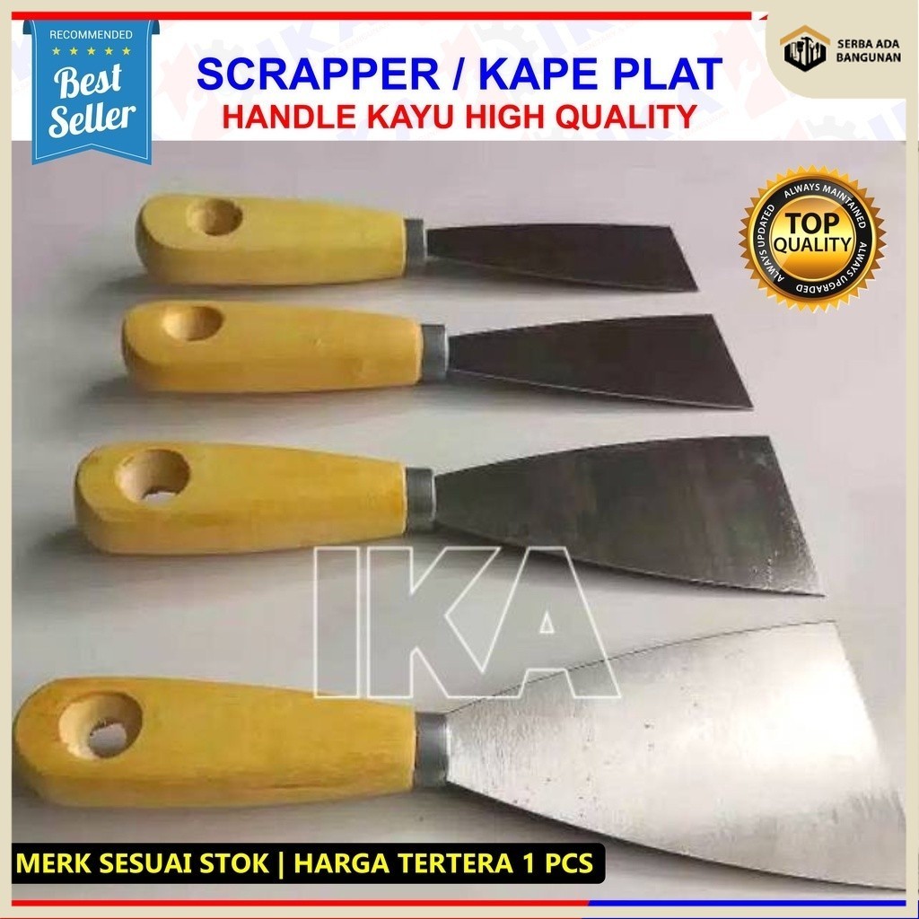 SAB Kape Gagang KAYU  11/2” 2” 3” 4” / Scraper / Skrap / Scrap / Kape Plat Gagang KAYU / Kape Gagang