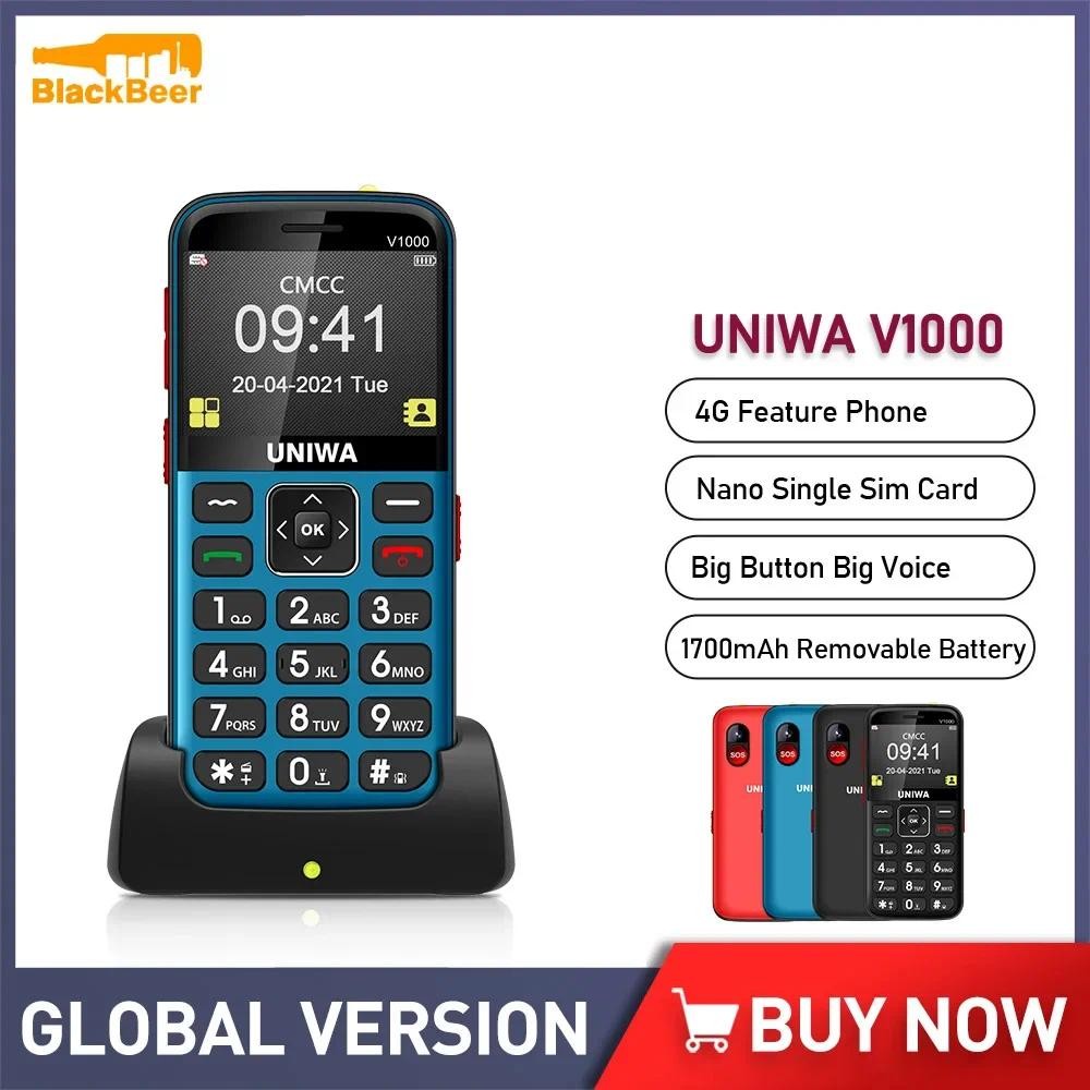 UNIWA V1000 4G Feature Phone 2.31 Inch Big Button Mobile Phone 0.3MP Rear Camera Cellphone Russia Ke