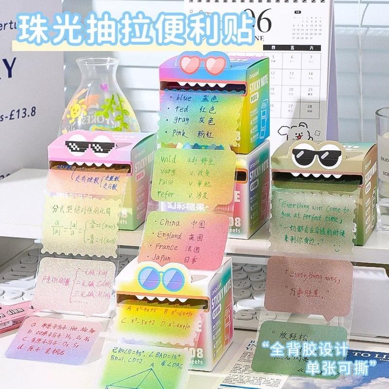 

LANGUO Slide-out Pearl Finish Transparent Sticky Notes Tear Without Leaving Trace Re-stick for Emphasizing Key Points Memo Pad