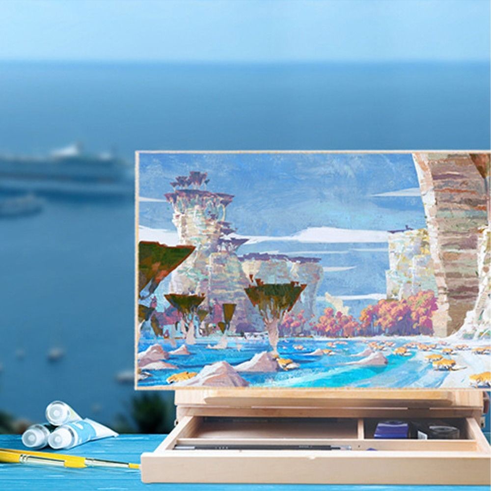 

Beech Wood Portable Wooden Table Easel Multifunction Professional Art Painting Easel Box Adjustable Folding Easel For Artists
