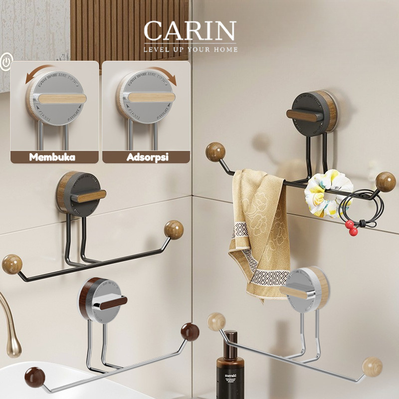 Gantungan Handuk Kamar Mandi Tempel Dinding / Rak Dinding / Rak Handuk Estetik Tempat Handuk Kayu