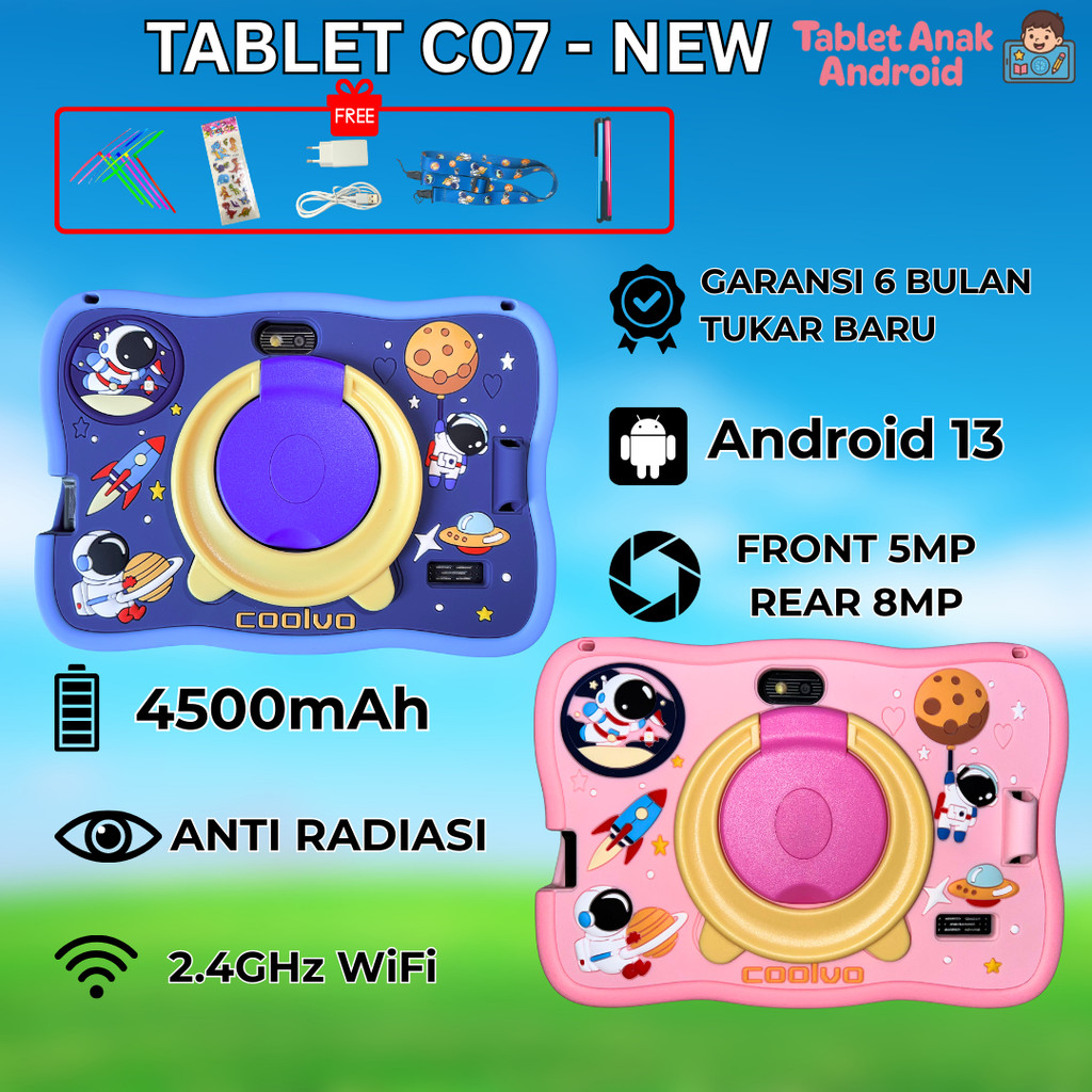 Tablet Edukasi Anak 7Inchi Ram 4/64GB Konten Lengkap Untuk Hiburan dan Belajar Islami