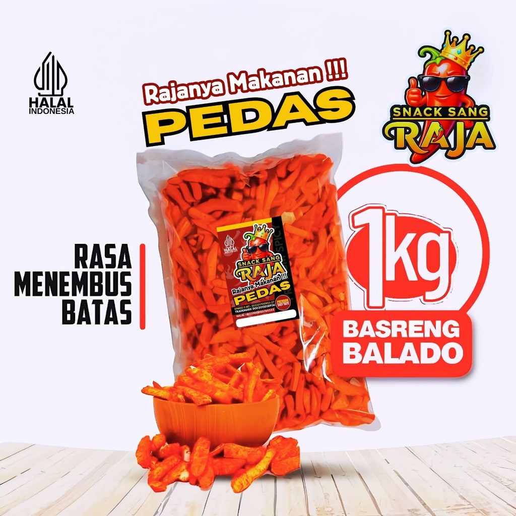 

Snack Sang RAJA - Basreng 1KG Balado Pedas Manis Basreng Viral Stick