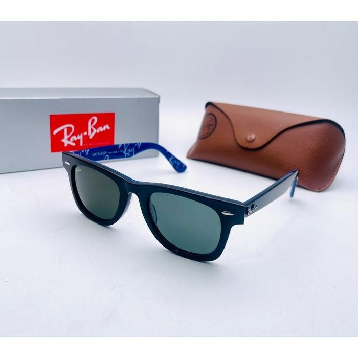 Sunglasses Fashion RB Wayfarer 2140 Size M Kacamata Hitam Pria Wanita Frame Motif Lensa Kaca+Anti UV