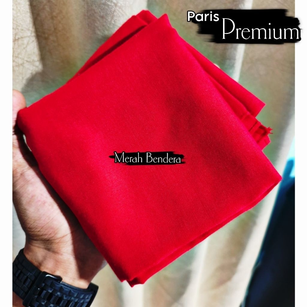 TERLARIS Hijab Segi Empat Paris Premium Jahit Tepi Warna Merah Bendera | Hijab Warna merah bendera |
