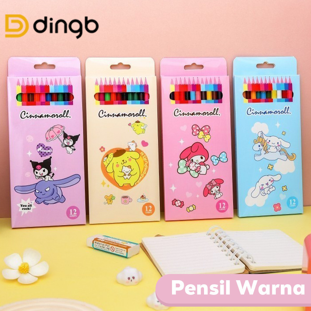 

DINGB Pensil Warna 12 Warna Lucu Karakter Sanrio Capybara Baby Three – Set 2B