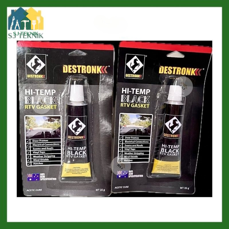 Lem Autosealer hitam DESTRONK HI TEMPT Black - Lem Karet Fleksibel Besi Kaca Mobil Sepeda Plastik Ke