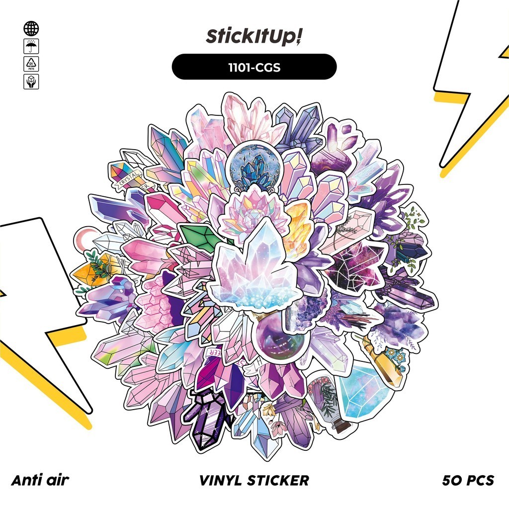 

COD✨ 100 Pcs Stiker Pack Crystal Graffiti Lucu Lucu Aesthetic Vynil Waterproof untuk Freebies Sticker Buku Journal Casing HP Laptop