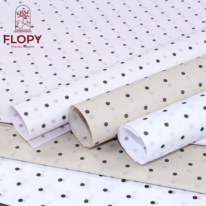 

[5 Lembar] Sydney Wrapping Paper 24 gsm Polkadot dan Tulisan Waterproof / Cellophane /Wrapping paper