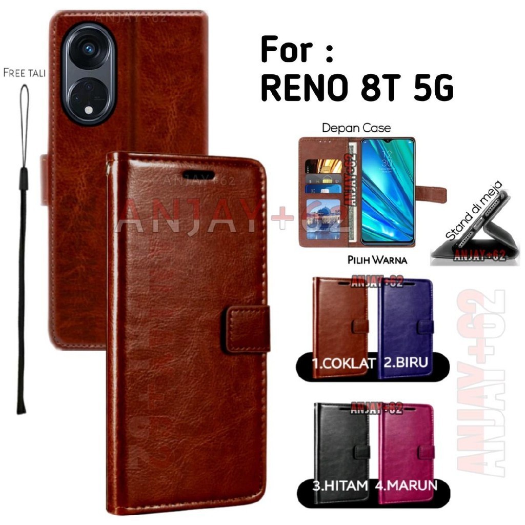 Flip cover case  OPPO RENO 8T 5G casing dompet kulit standing  smartphone DP1