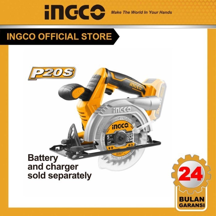 Mesin Circular Saw (6") Mini Cordless 20V With Blade INGCO CSLI1401