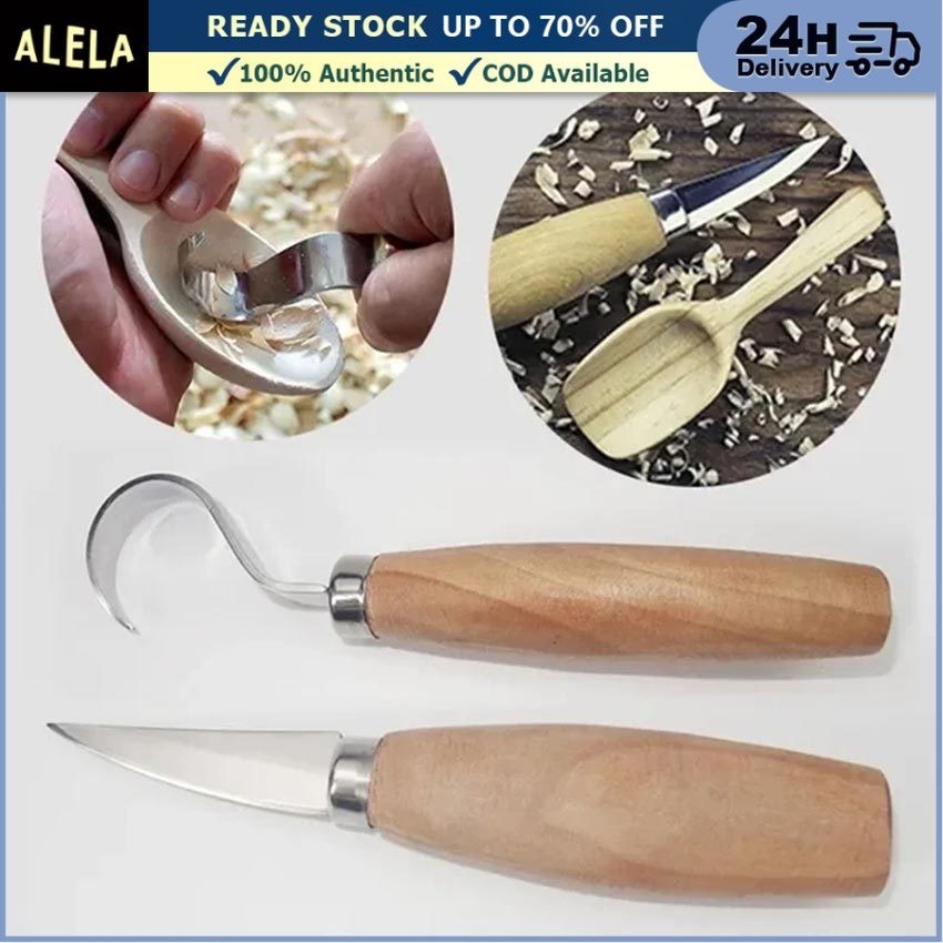 2Pcs/Set Carving Knife Tools Pisau Ukir Alat Pahat Kayu Lengkung