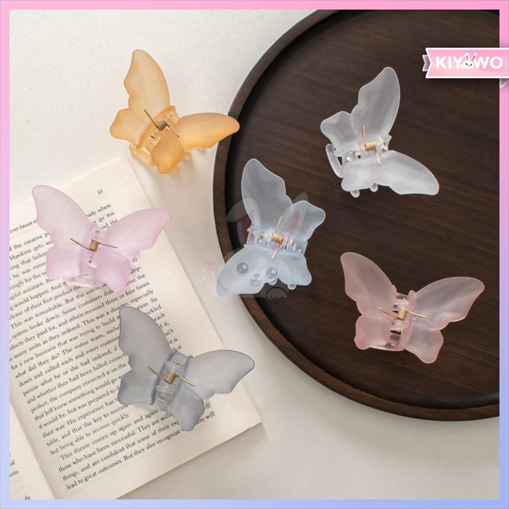 KIYOWO Jepit Rambut Kupu-Kupu Doff Motif Matte Gaya Fashion Korea Import AR099