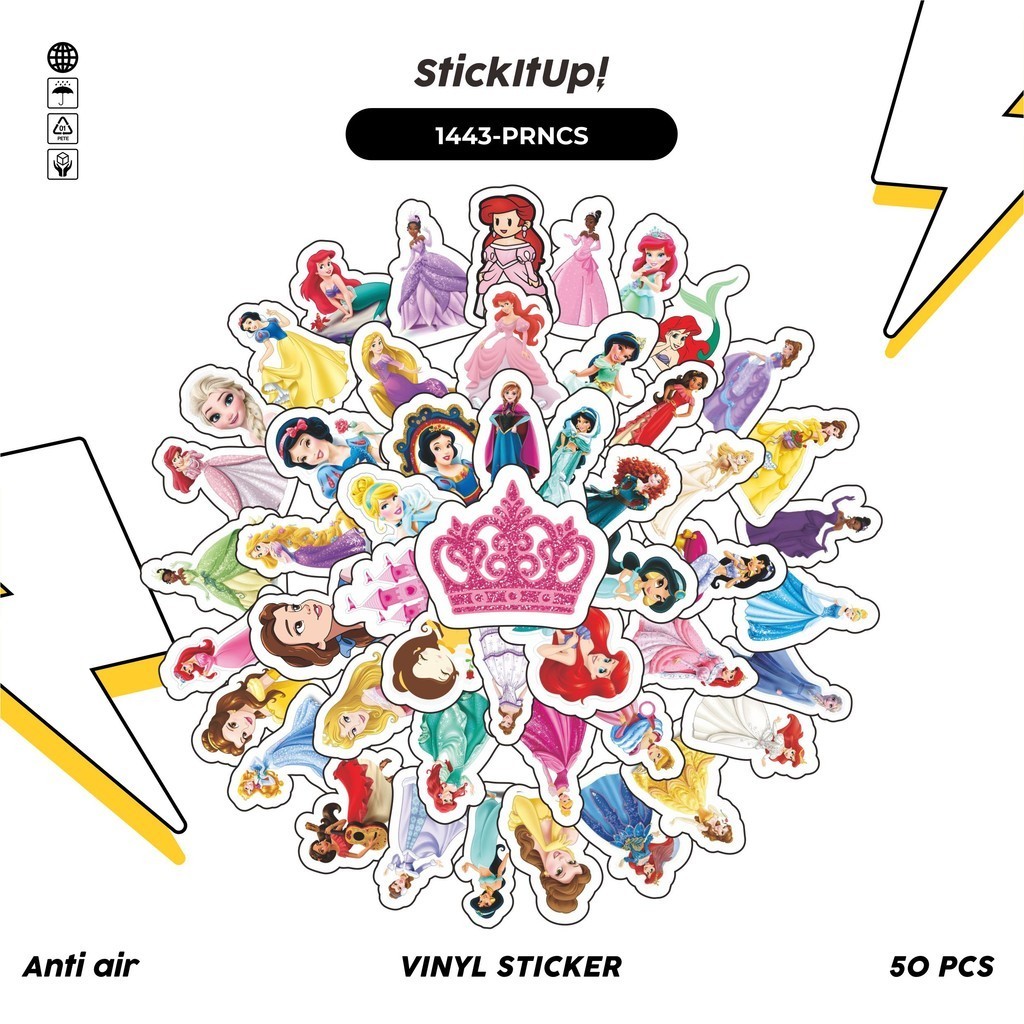 

COD✨ 100 Pcs Stiker Pack Princess v3 Lucu Aesthetic Vynil Waterproof untuk Freebies Sticker Buku Journal Casing HP Laptop