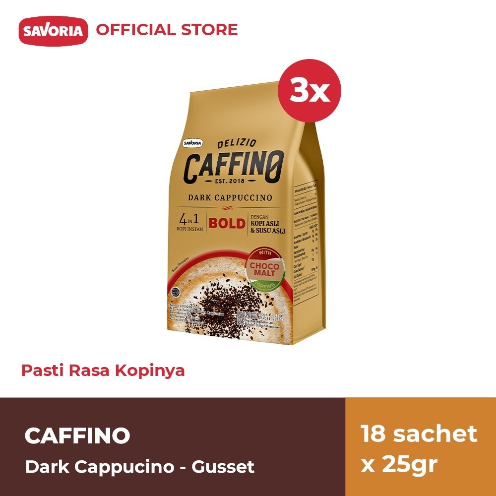 

Caffino Dark Cappucino Gusset - Bubuk Kopi Instan 18 Sachet x 25g