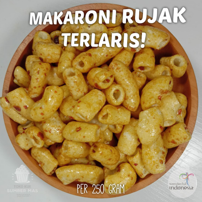 

MAKARONI BUMBU RUJAK PEDAS MANIS 500 GR / MAKRONI RUJAK / MACARONI RUJAK /