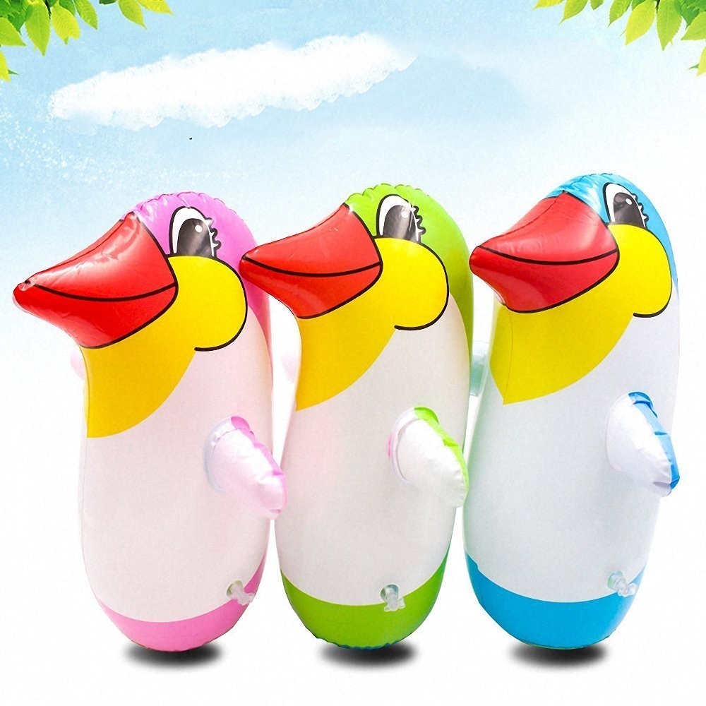 ACEH.ANG 131370 Balon Tinju Penguin Mainan Samsak Anak Tinjuan Karakter Motif Pinguin Boneka Angin B