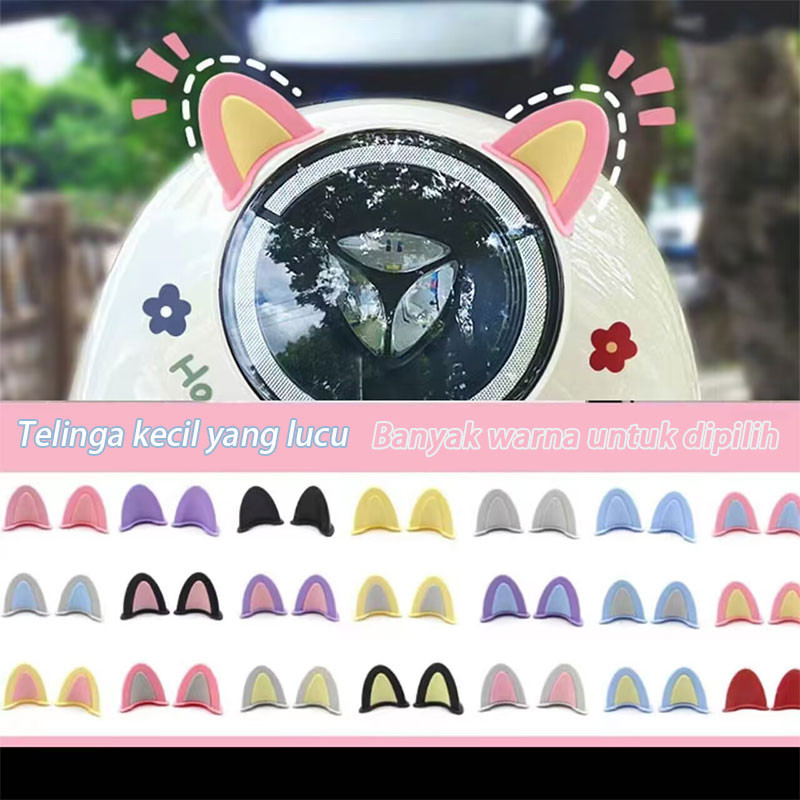 POPO☂Hiasan helm motor Hiasan helm telinga kucing Dekorasi Sepeda Listrik Lucu Aksesori Telinga Kuci