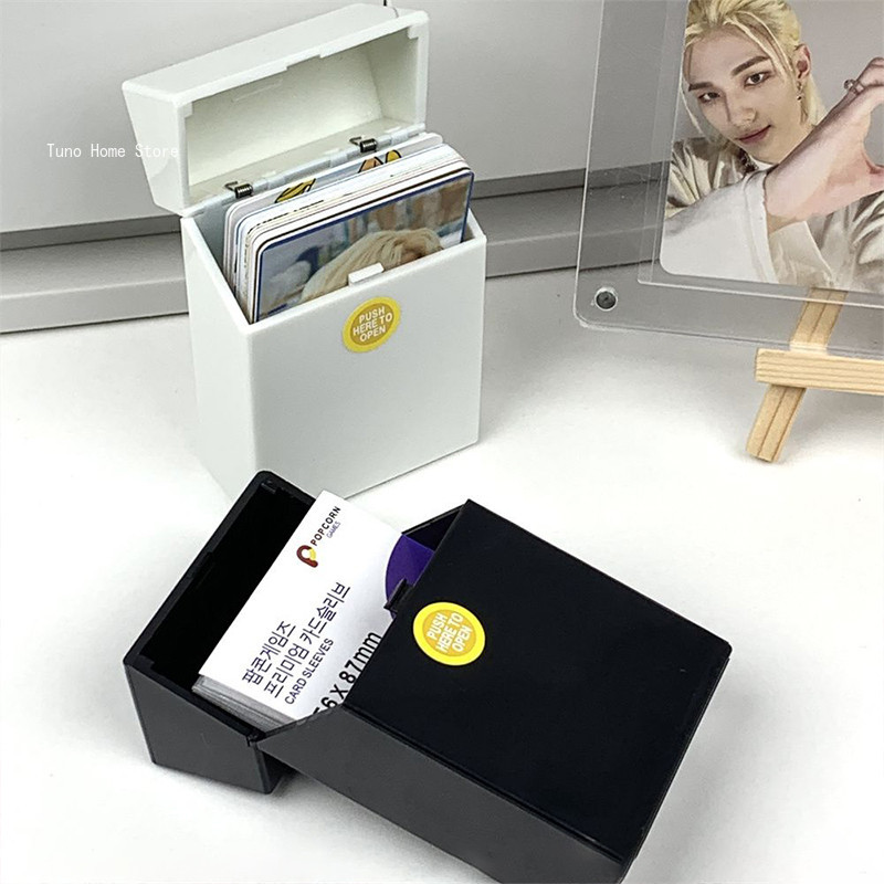 

Plastic Kpop Photo Card Holder Idol Photocard Protective Storage Box Photo Card Case Flip Lid Desktop Storage Box 포토카드 통