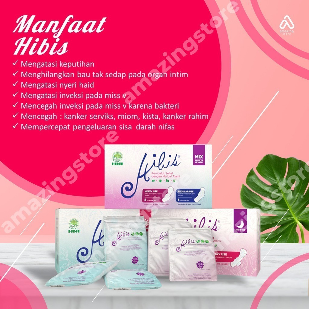 ACEH.ANSJ Pembalut Herbal kesehatan Wanita HIBIS HPAI Regular Use, Heavy Usetyli, Hibis Mix