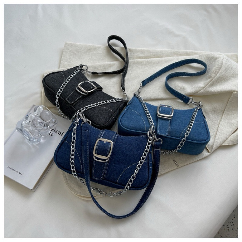 Tas Selempang Wanita SS 2100 Denim Tas Hp Cewek Rantai Slingbag