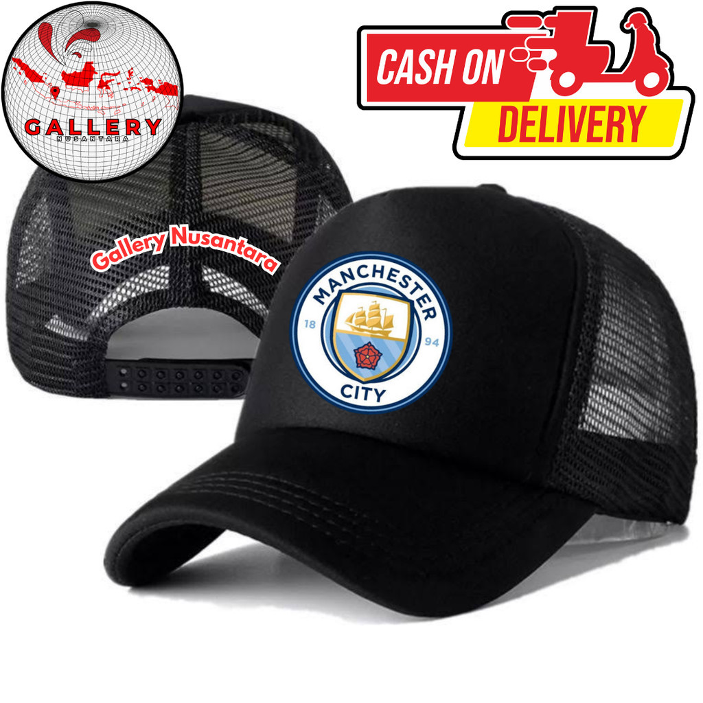 Gallery Nusantara Topi Trucker MANCHESTER CITY - Topi Distro MANCHESTER CITY Logo - Topi MANCHESTER 