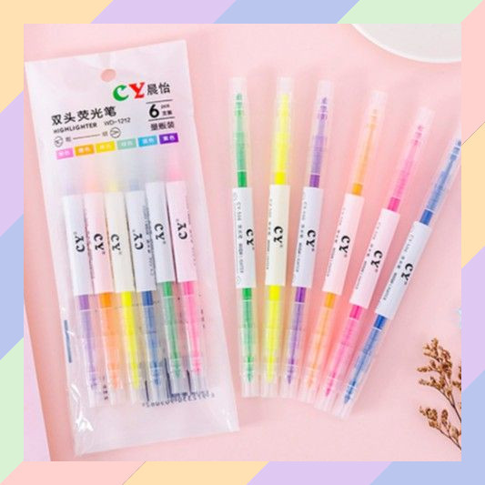 

37S Stabilo Set 6 in 1 Highlighter Alat Tulis Penanda Tulis 2 Kepala AT04