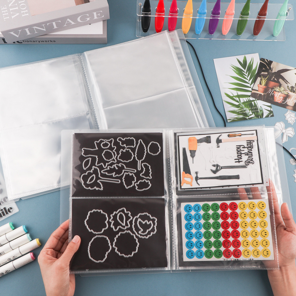

80 pockets/20 pages Large Clear Sticker Photo Storage Album For Stamp Cutting Dies Book Organizer Folder DIY Tool New 2024