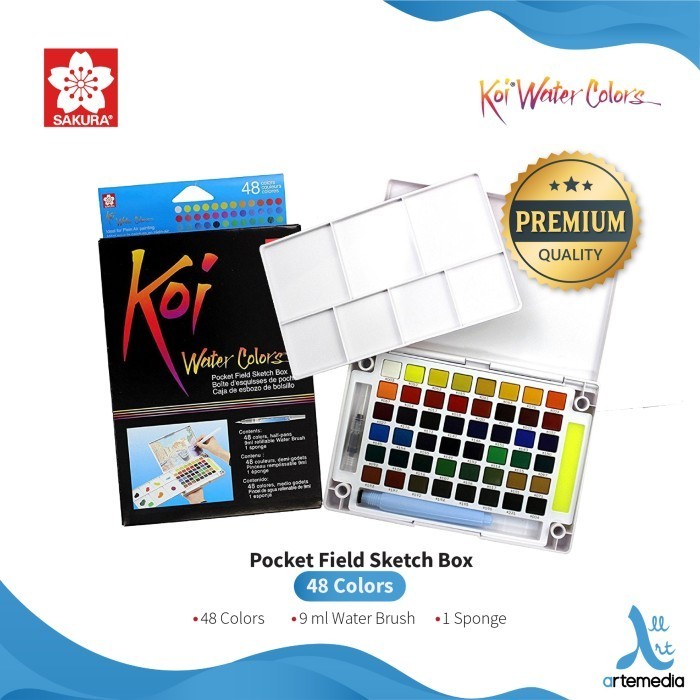 

promo ✨ -Cat Air Sakura Koi tercolor 48 Pocket Field Sketch Box