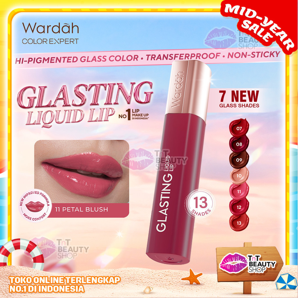 WARDAH Liquid Lip Glasting Indonesia / Lip Glasting 3.5g / Everglasting Shine / Hi Pigmented Glass C