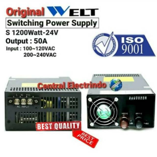 Power Supply 24V 50A 1200W WELT HIGH QUALITY.