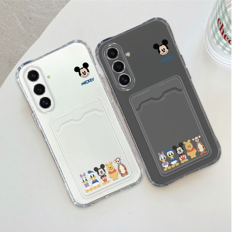 Put Id Card Mickey Family Pattern Soft Case Casing For Samsung Galaxy S24+ S24 PLUS S24 ULTRA S23+ S