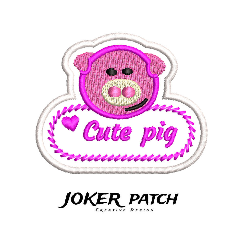 

Custom embroidery name patch cute pig Kindergarten Baby Name for clothing, hats, backpacks,wtih hook backing or iron on
