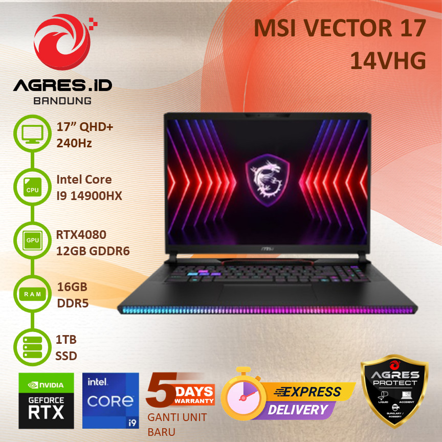 MSI VECTOR 17 14VHG I9 14900HX RTX4080 16GB 1TB 17" QHD+ IPS 240HZ