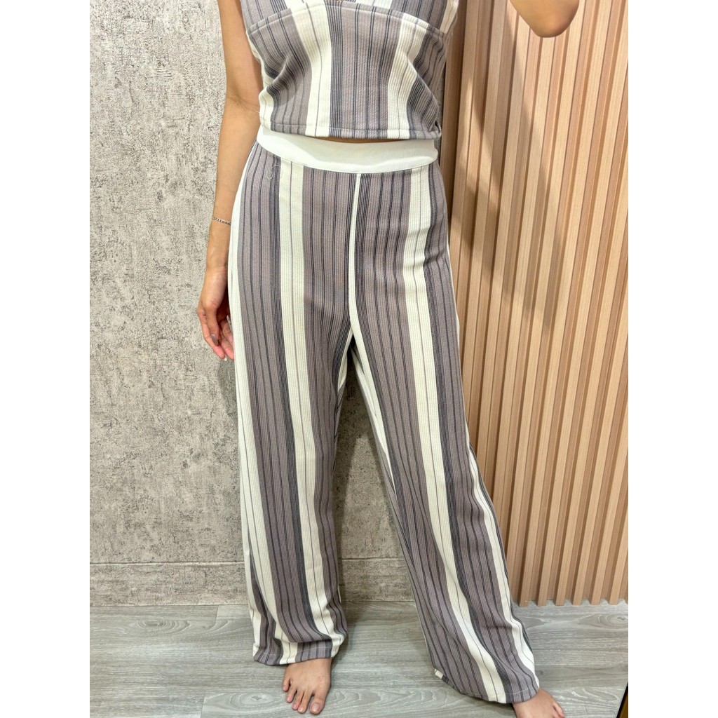EVALUNA Celana Panjang Kulot Knit Salur VANYA - 2.0104
