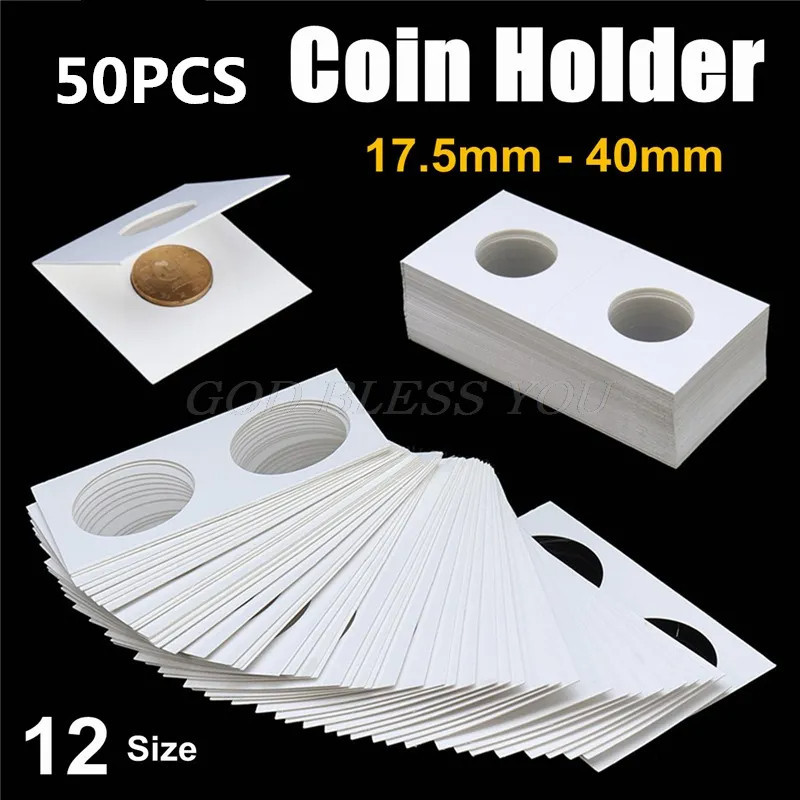 50PCS Square Cardboard Coin Holders Coin Supplies Coin Album Collection Lighthouse Stamp Coin Holder