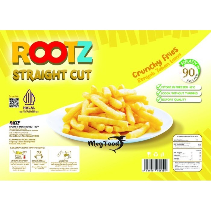 

Rootz Stik Singkong | Rootz Casava Straight Cut 900 Gram