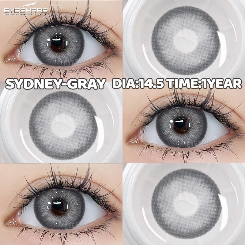 Eyeshare SYDNEY Softlens Grey/Brown 1Pair(2pcs) Colored Contact Lenses with Grade 0.00 Softlens Norm