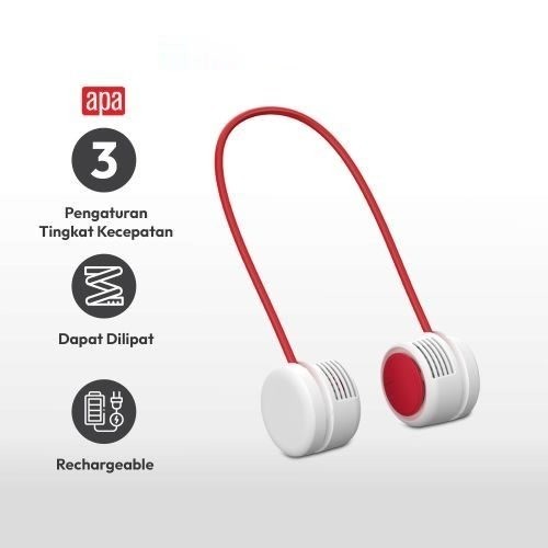 Tokosiap Apa Kipas Angin Leher Rechargeable 2 In 1 - Merah Portable Neck Fan Kipas Pundak Leher Trav