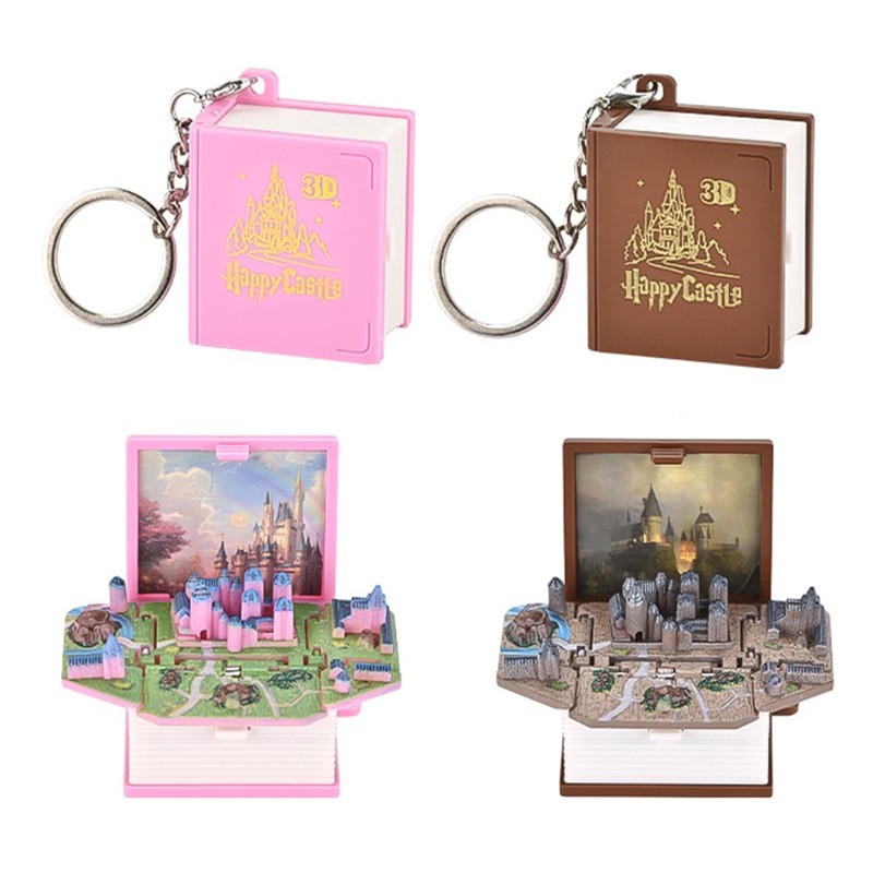 Fast Reach 3D Mini Stereo Castle Book Keychain Anxiety Stress Relief Castle Sensory Birthday Gift Ba