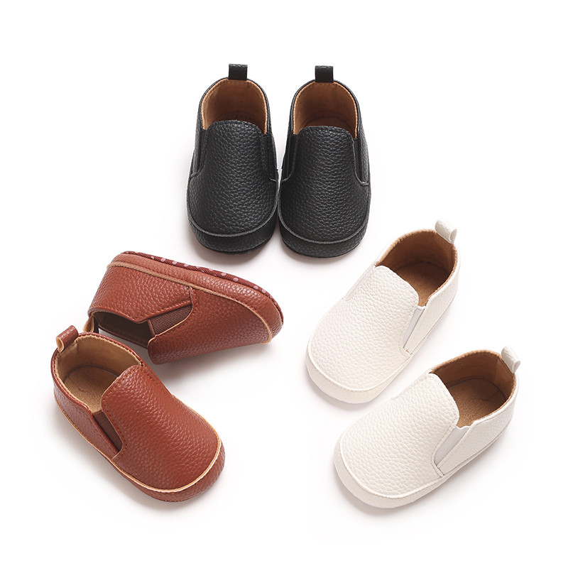 Classic Fashion Boy And Girl Flat Walking Shoes PU Soft Sole Non-slip Shoes For Newborn Babies First