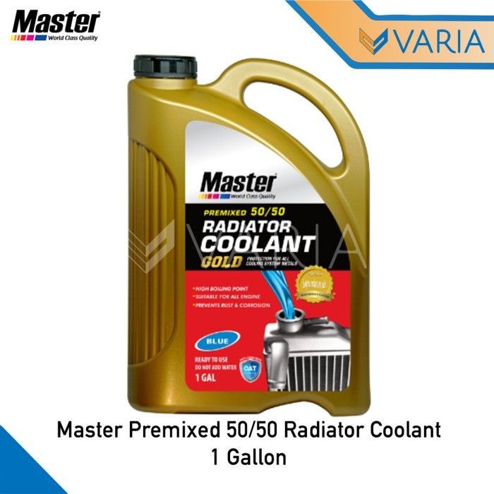 Master Radiator Coolant Premixed Gold 50/50 1 Gallon Cairan Air Radiator Coolant Motor Mobil Galon