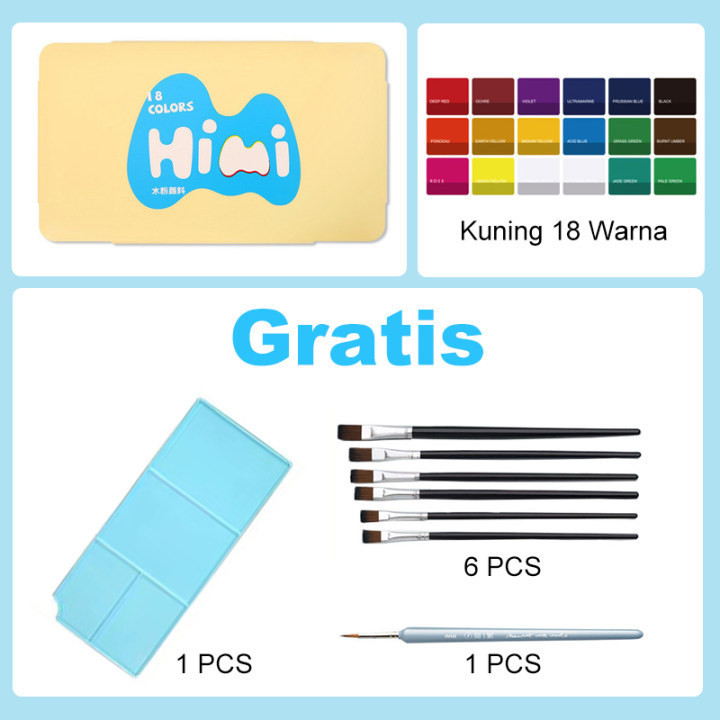 

Cat Air Gouache MIYA HIMI Gouache Basic Set Colour 18 X 30ml Paint Set 18/24 Warna SF6