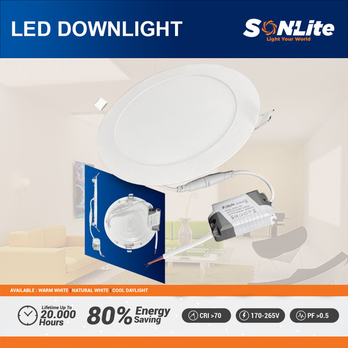 SONLITE LED Downlight Inbow Bulat 6Watt 9Watt 12Watt 18Watt 24Watt